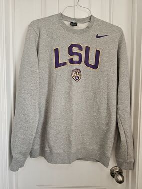 Nike Gray LSU Tigers Crewneck Sweatshirt with Purple & Gold Accents